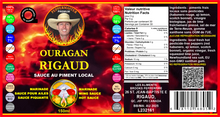 Load image into Gallery viewer, Image of the Peppermaster Local Pepper Sauce, Ouragan Rigaud, label. 
