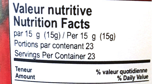 Nutrition label