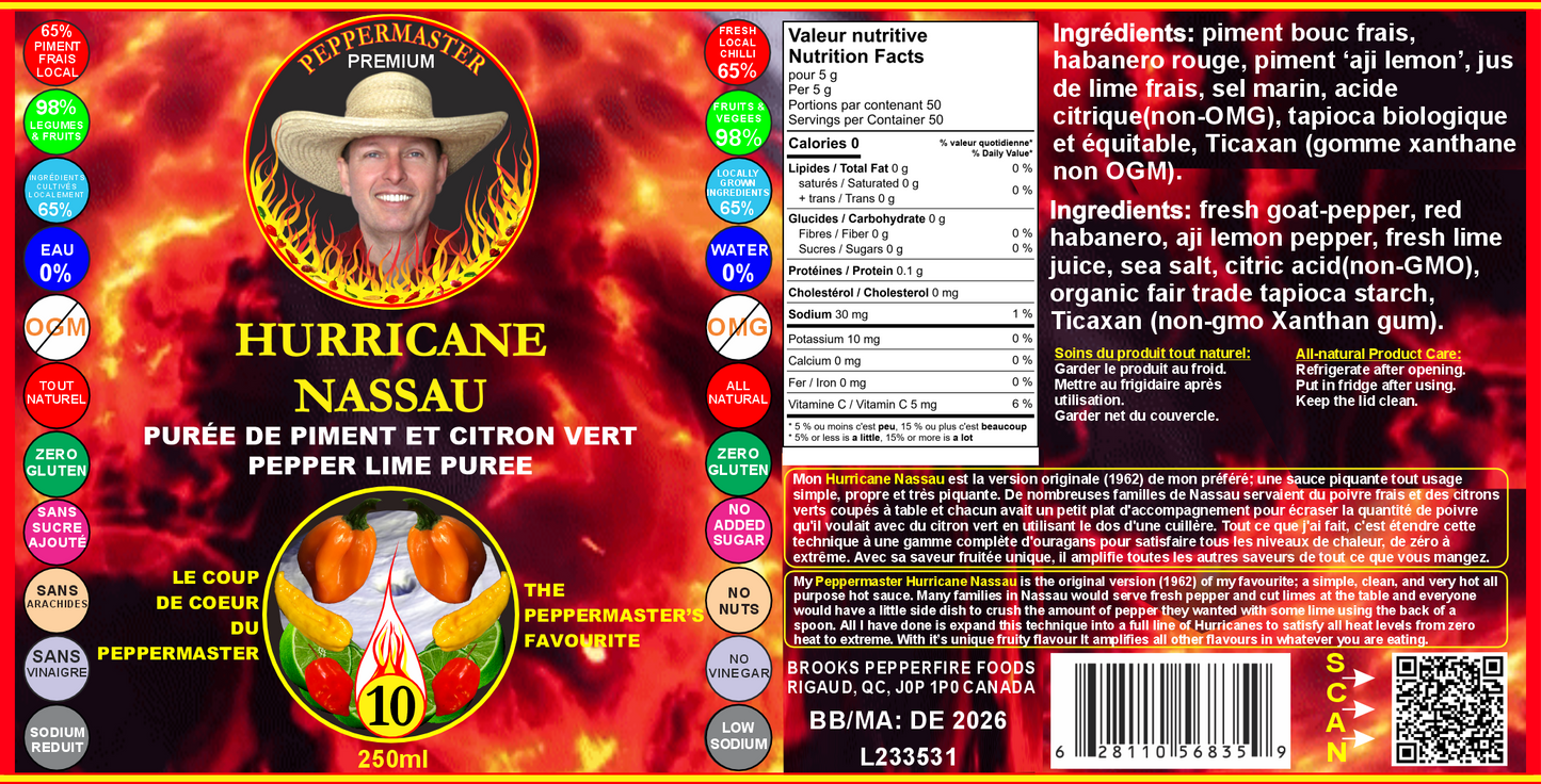 Sauce piquante personnelle quotidienne Hurricane Nassau Peppermaster